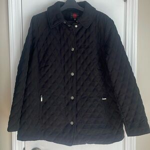Gallery Woman Black Quilted Snap Front Jacket 1X